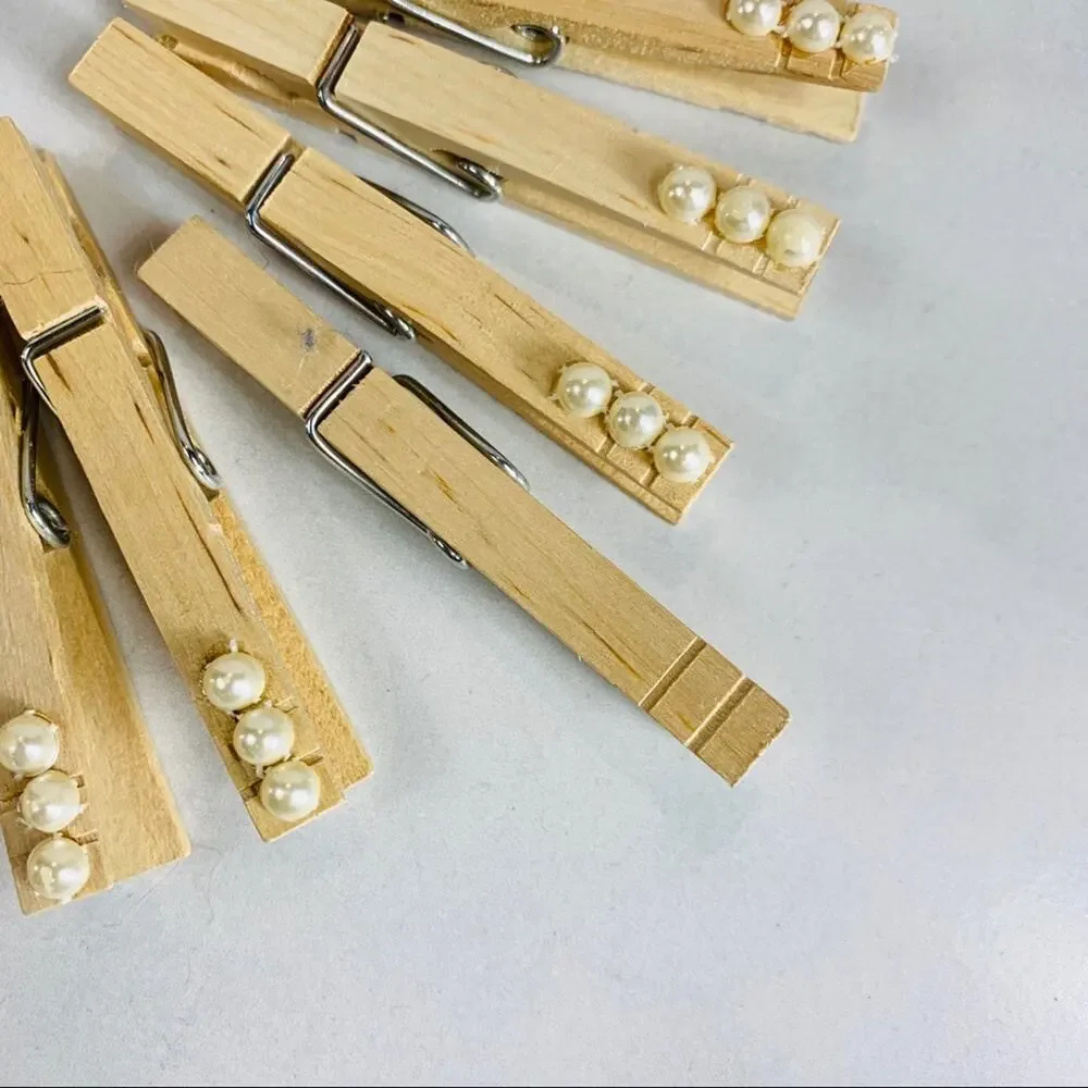 25 Decorative Bridal Pearl Embellished Clothespins Dorm Bedroom Office